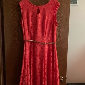 NWT Size 16 Orange Dress with thin gold belt